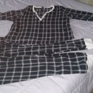 Plaid Black and White Women's Pajama Set
